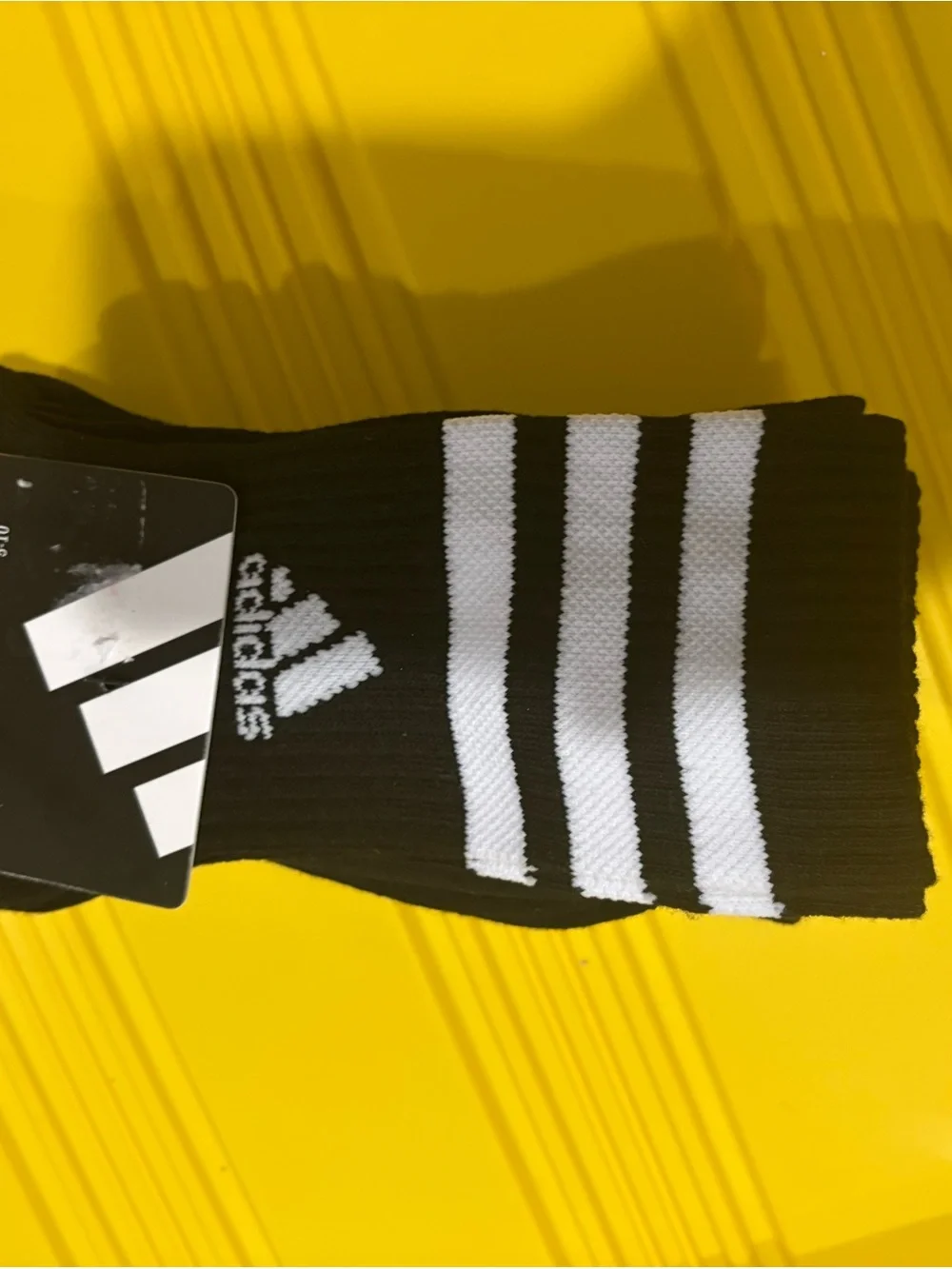 adidas Black Crew Athletic Socks with White Stripes